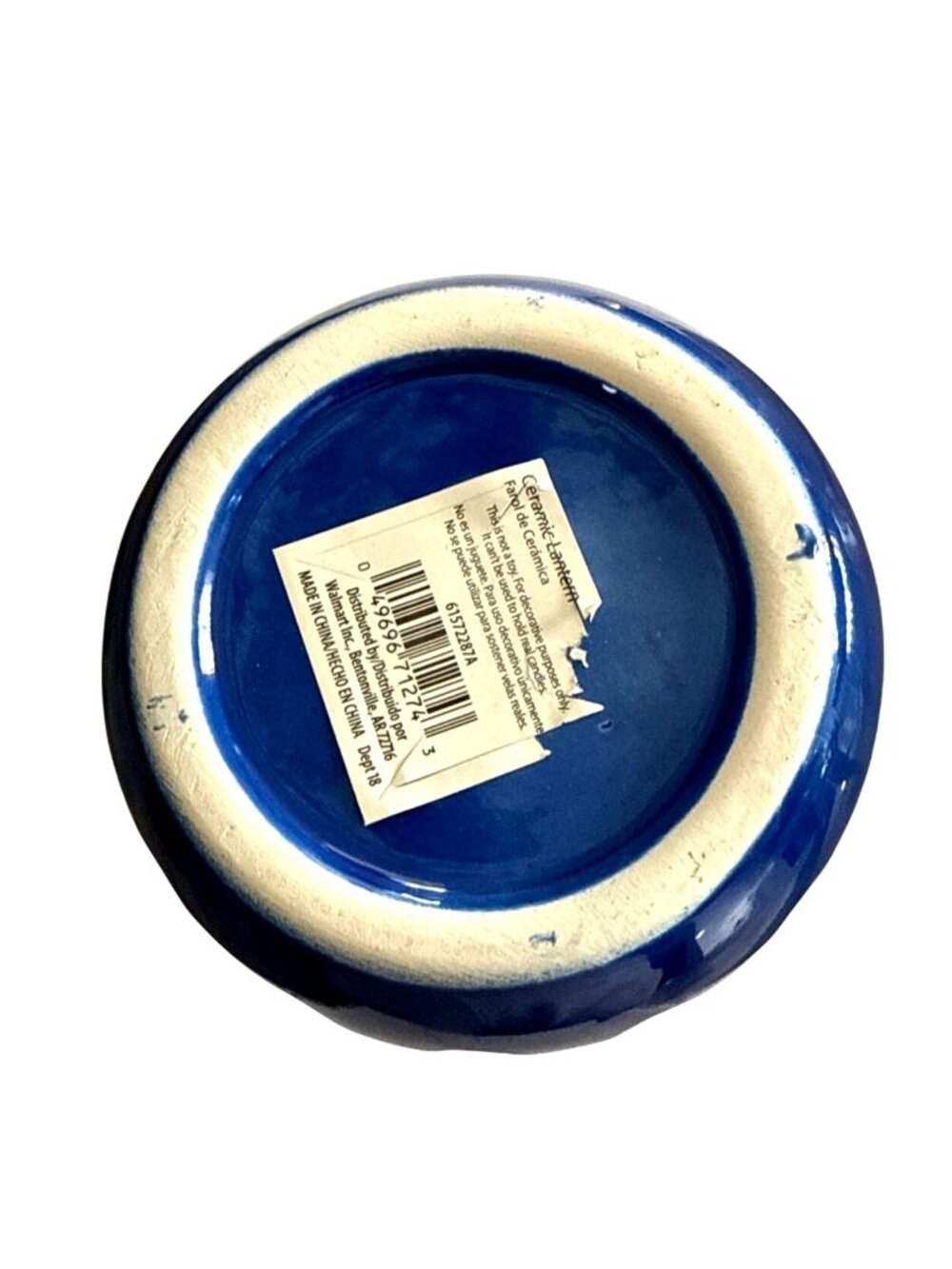 Ceramic Blue Star Cutout Lantern Candle Holder 6.5" Tall (Candle not included) - Picture 4 of 6